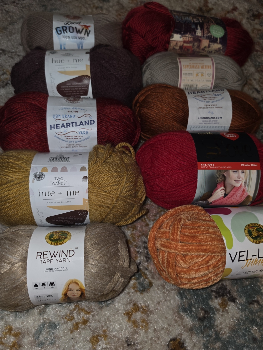 Fall Yarn Bundle 10 Skeins Lion Brand Wool Merino Heartland Hue + Me - Picture 5 of 9